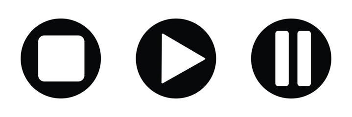 Play and pause buttons - vector icon illustration design.  Video Audio Player. Player Button set icon symbol – vector. Play and pause vector button black icons isolated on transparent . EPS 10 . 