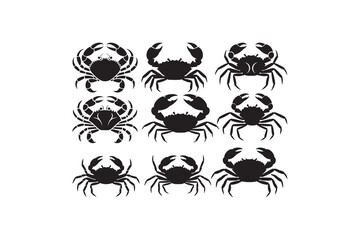 Crab Silhouette Vector Set Collection of Crab Silhouette Icons