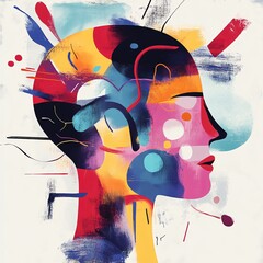 Abstract representation of human emotions modern art gallery digital artwork vibrant environment side view conceptual art for emotional reflection