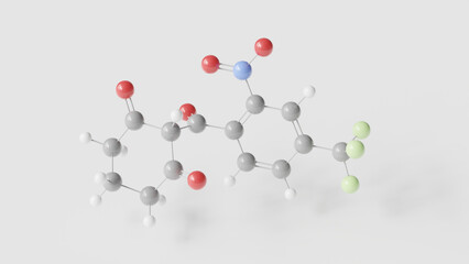 nitisinone molecule 3d, molecular structure, ball and stick model, structural chemical formula enzyme inhibitors