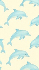 Fototapeta premium Playful dolphins swimming pattern.