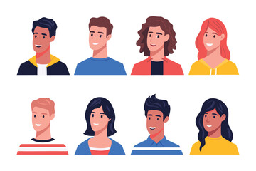 Character Expressions: A collection of diverse illustrations showcasing various individuals, each with unique expressions, conveying a spectrum of emotions and personalities.