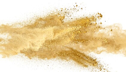 Gold powder explosion on white