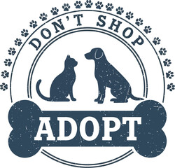 Adopt a pet logo featuring dog, cat and paw prints design