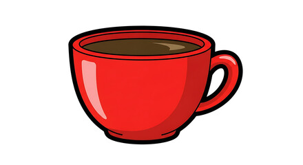 A vibrant red cup filled with rich, dark coffee, perfect for a morning ritual.