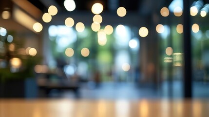 Blurred Cafe Interior with Warm Lighting and Bokeh
