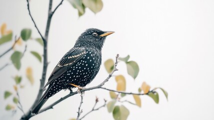 Spotless Starling Perched on a Branch