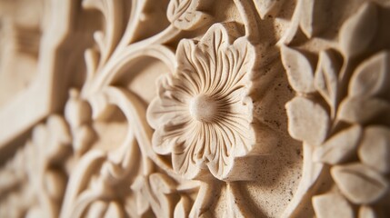 Intricate, detailed bas-relief carving