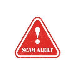 Scam Alert Grunge Triangle Stamp  Red Warning Sign Vector

