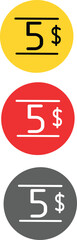 5 dollars red sign and tag