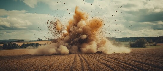 Massive Explosion in Rural Field: A Dramatic Capture of Power and Destruction