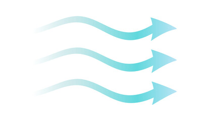 Icon of wavy arrows characterizing the direction of air movement. Represents cool fresh streams from an air conditioner. Vector illustration isolated on a white background. EPS10