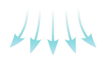 blue arrows illustrating air flow and wind direction. Represents cool fresh streams from an air conditioner. Vector illustration isolated on a white background. EPS10