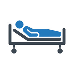 Patient resting in hospital bed icon