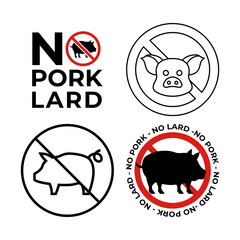 Bold vector icons for pork restriction and halal food