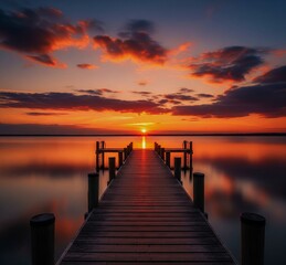 Fototapeta premium Sunset at the lake beautiful with Cloud