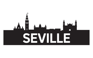 Fototapeta premium Dramatic Seville Skyline Silhouette a Captivating Monochromatic Cityscape Depicting Spanish Architecture and Urban Landmarks Against a Clean Backdrop