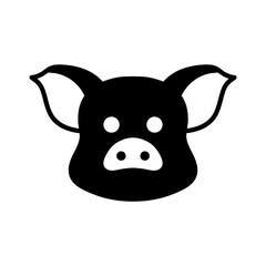 Stylized pig face vector symbol for farm or food graphic