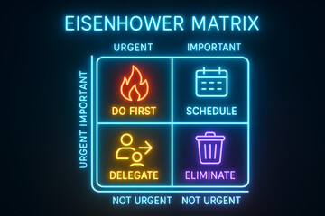 Neon Lights Illuminating Productivity Strategy in Urban Setting