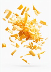 Fototapeta premium Grated Gouda cheese falling food photography explosion.