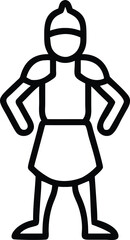 Obraz premium Outline of gladiator with helmet and armor in simple black and white style