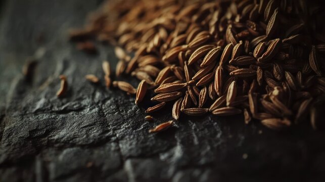 Cumin seeds close up
