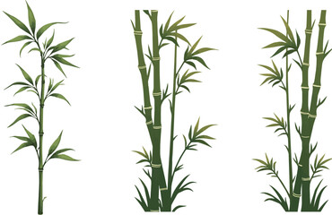 Obraz premium 2D cartoon Bamboo stalks and leaves in stylized silhouette