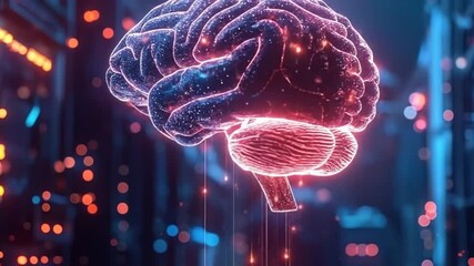 Digital brain in cityscape - Powered by Adobe