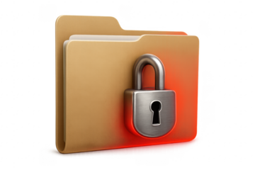 Locked folder with transparent background representing data security
