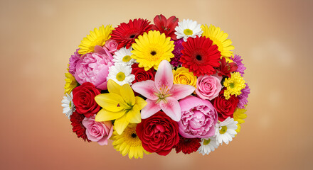 Vibrant floral arrangement featuring a diverse assortment of blossoms for a colorful display