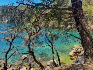 plage de la côte d'azur française, située dans les calanques, à port d'alon, un jour d'été chaud et ensoleillé pendant les vacances