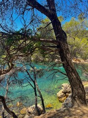 plage de la côte d'azur française, située dans les calanques, à port d'alon, un jour d'été chaud et ensoleillé pendant les vacances