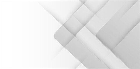 Fototapeta premium White abstract geometric background with white paper sheets soars as abstract spaces with rectangles, parallel stripes, perspective, shadows in simple strict modern material in triangle and square. 