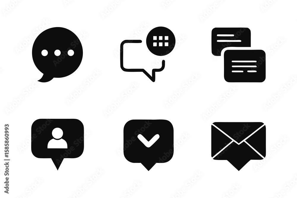 Fototapete Set of communication icons representing messages notifications email profile and confirmation useful for user interface design and web development projects in a clean and modern
