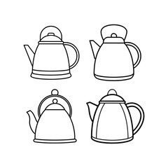 Set of kettle vector line art illustration