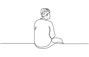 sad man alone concept continuous one line drawing, Simple one line drawing of a depressed, stressed out man Transparent, elements are drawn on white background.