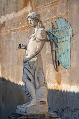 Marble statue of St. Michael the Archangel with bronze wings