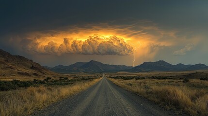 Dramatic storm over a rural road