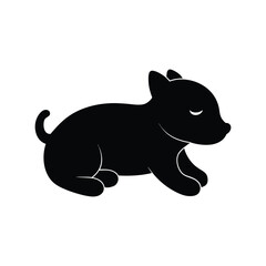 A sleeping puppy silhouette vector illustration