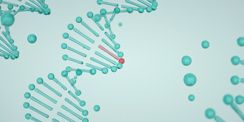 Gain-of-function research. A section of DNA is breaking apart. The concept of genome editing. Innovative methods to treat genetic diseases. Genetic medicine
