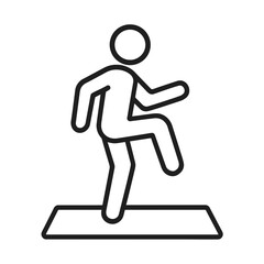 Line-Art Step Aerobics Exercise on Platform for Fitness Workout