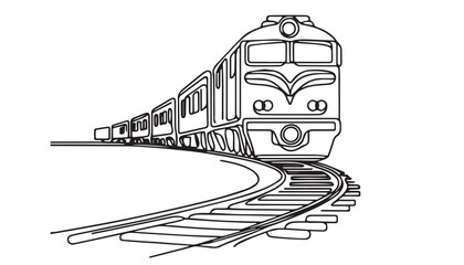 Continuous one single minimal line drawing train