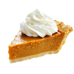 Pumpkin pie slice with whipped cream isolated [Transparent Background PNG]