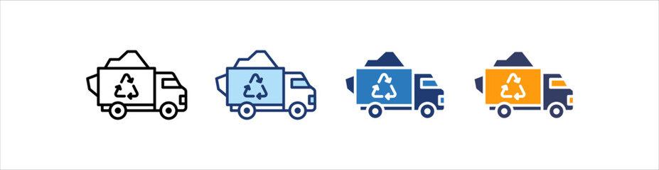 Garbage Truck Icon Set Multiple Style Collection