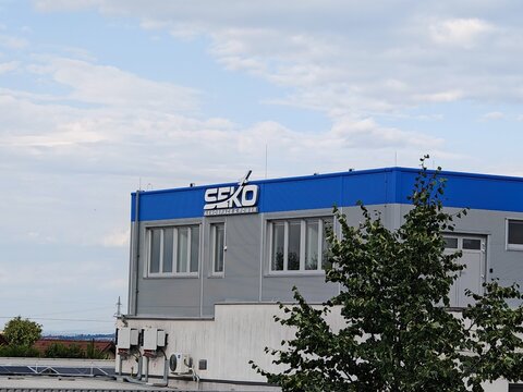 Prague,Czech Republic-July 6 2025: SEKO Aerospace factory in Louny producing precision components for aviation and defense.
