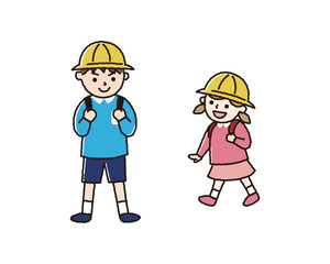 小学校中学年くらいの男の子と、小学校低学年の女の子