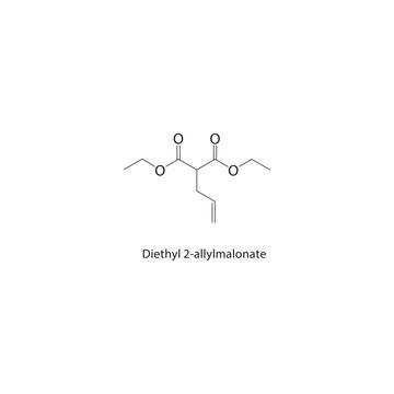 Diethyl 2-allylmalonate skeletal structure. allyl malonate compound schematic illustration. Simple diagram, chemical formula.