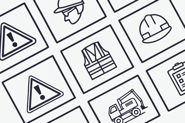 Construction safety and warning symbols hazard danger