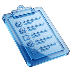 Glass Checklist Clipboard Icon - 3D Render