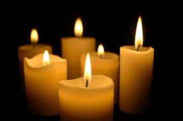Elegant Candle Flames on Black Velvet